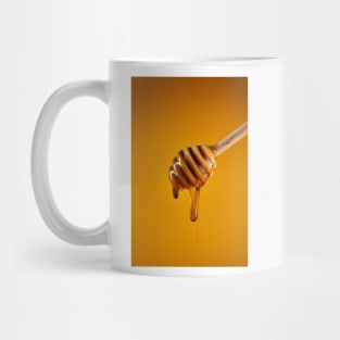 Honey dripping on wooden dipper Mug